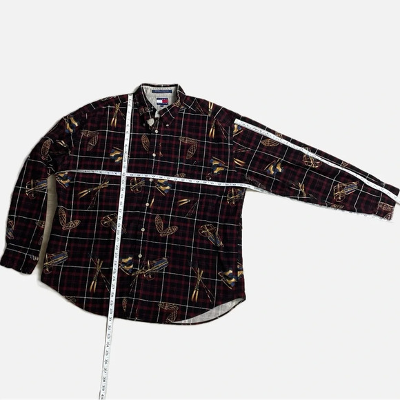 Tommy Hilfiger Men’s Button Down Flannel Shirt Size XL Winter Plaid Red Black - Picture 9 of 10